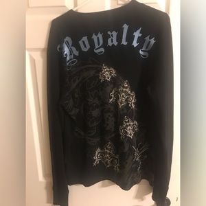 Rebel Spirit Men’s Top Large Red T-Shirt Long Sleeve Thermal Rhinestone Y2K RARE